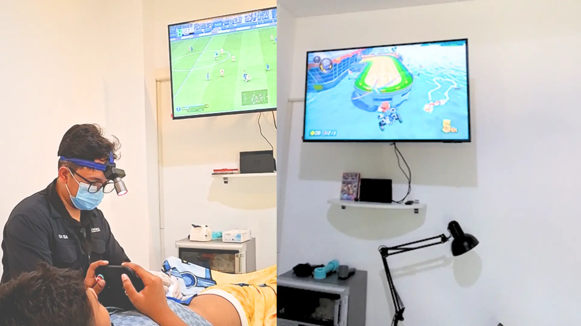 Fasilitas Sunat Nyaman Sambil Main Game Nintendo Switch di TV LED 42 Inch dengan Game EA Sports FC dan Mario Kart 8 Deluxe di Klinik Sirkumboy Wates Kulon Progo